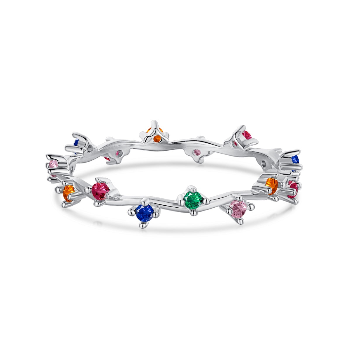 [Tonmkive Jewelry]Radiant Colorful Round Cut Daily Ring