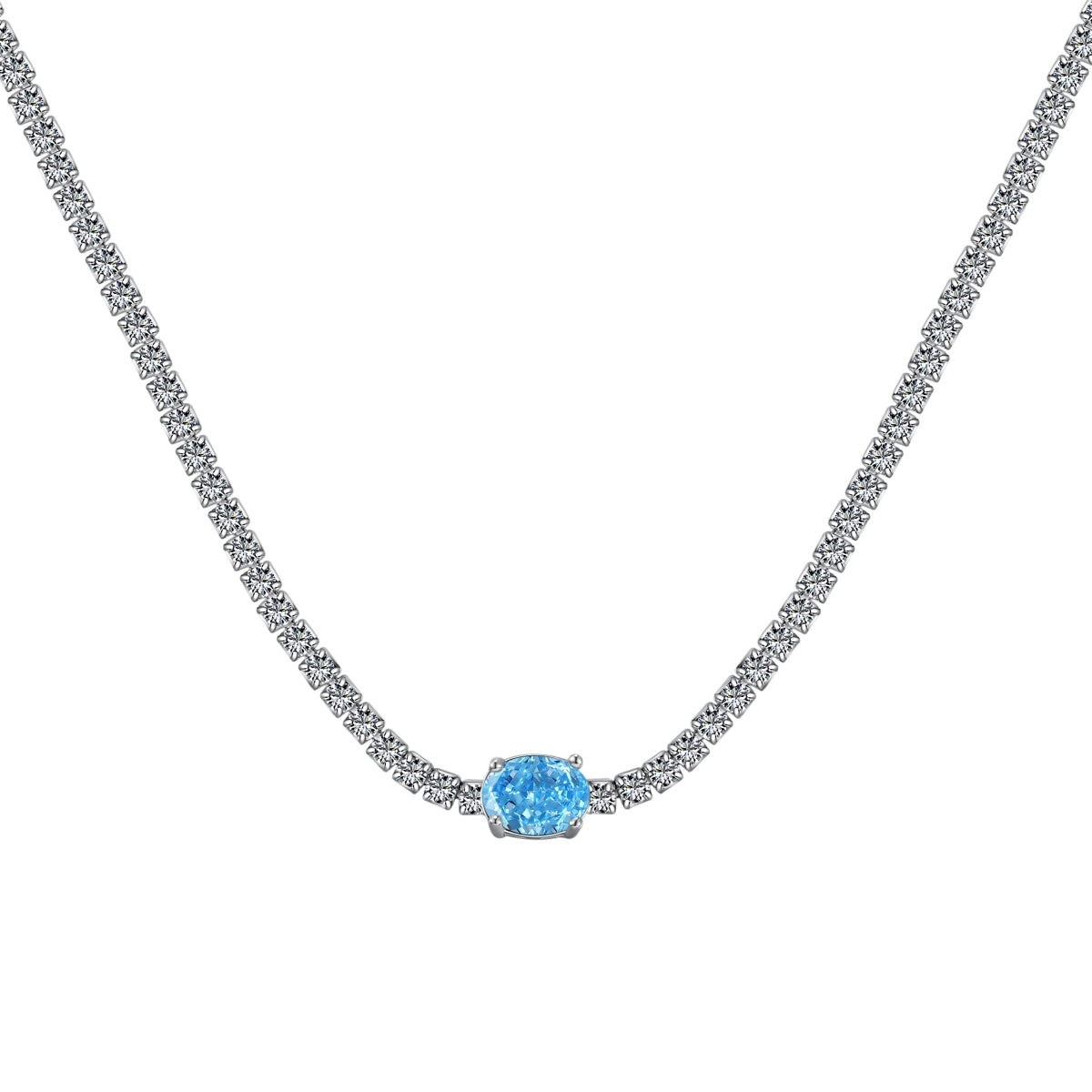 [Tonmkive Jewelry]1.0 Carat Shining Oval Cut Necklace