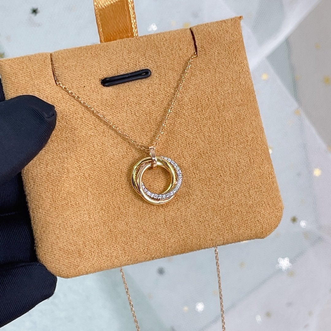 [Spark]TRINITY NECKLACE SILVER GOLD PINK GOLD DIAMONDS