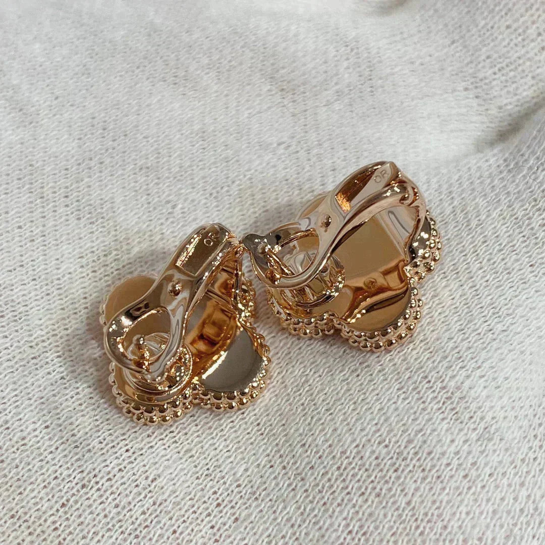 [Spark]CLOVER MEDIUM 1 MOTIFS CARNELIAN  DIAMOND earrings