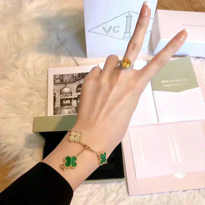 [Spark] CLOVER 5 MOTIF MALACHITE BRACELET COLLECTION