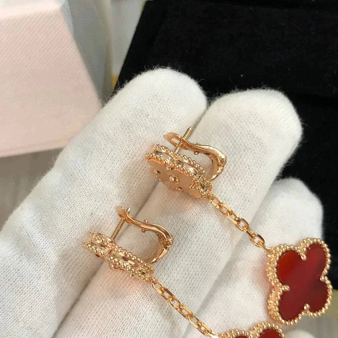 [Spark]CLOVER 2 MOTIF  LASER CARNELIAN EARRINGS