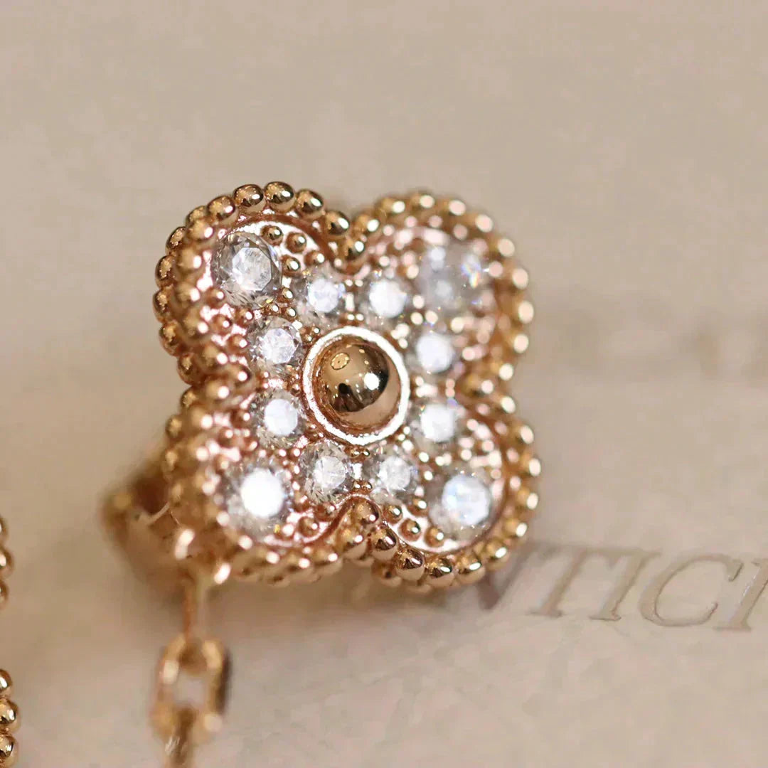 [Spark]CLOVER MEDIUM 1 MOTIFS FUll DIAMOND EARRINGS