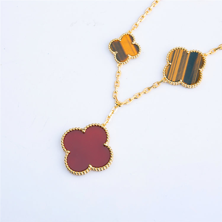 [Spark]CLOVER BRACELET 5 MOTIFS CARNELIAN TIGER EYE