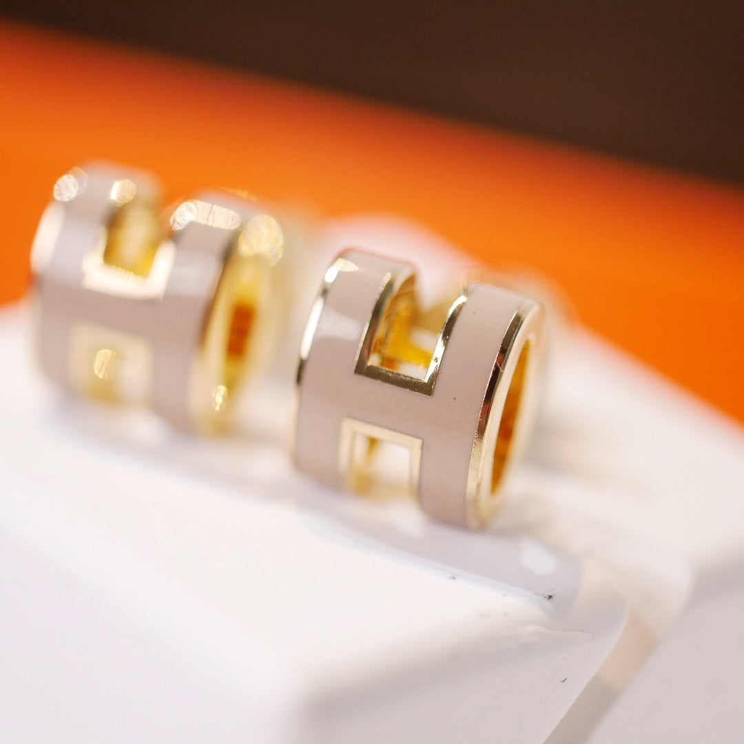 [Spark]MINI POP H GOLD EARRINGS GREY