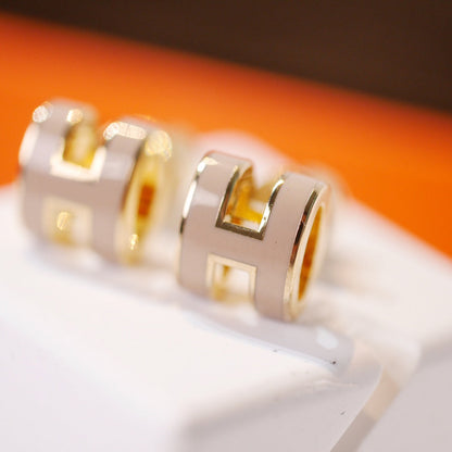 [Spark]MINI POP H GOLD EARRINGS GREY