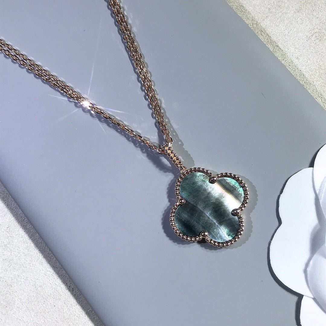 [Spark]CLOVER 25MM GOLD DARK MOP BIG CLOVER NECKLACE