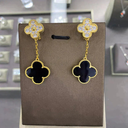 [Spark]CLOVER  2 MOTIFS  DIAMOND  EARRINGS (MULTIPLE CHOICESç´