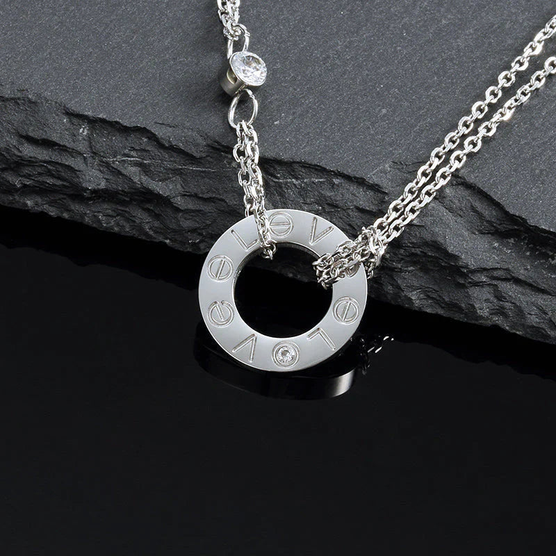 [Spark]LOVE NECKLACE 16MM 2 DIAMONDS