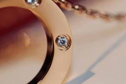 [Spark]LOVE NECKLACE 16MM 6 DIAMONDS PINK GOLD