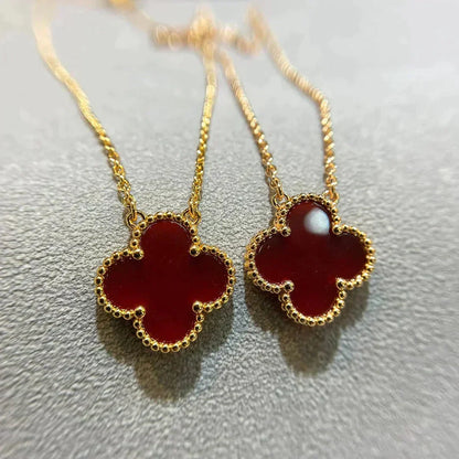 [Spark]CLOVER 15MM CARNELIAN SINGLE FLOWER NECKLACE