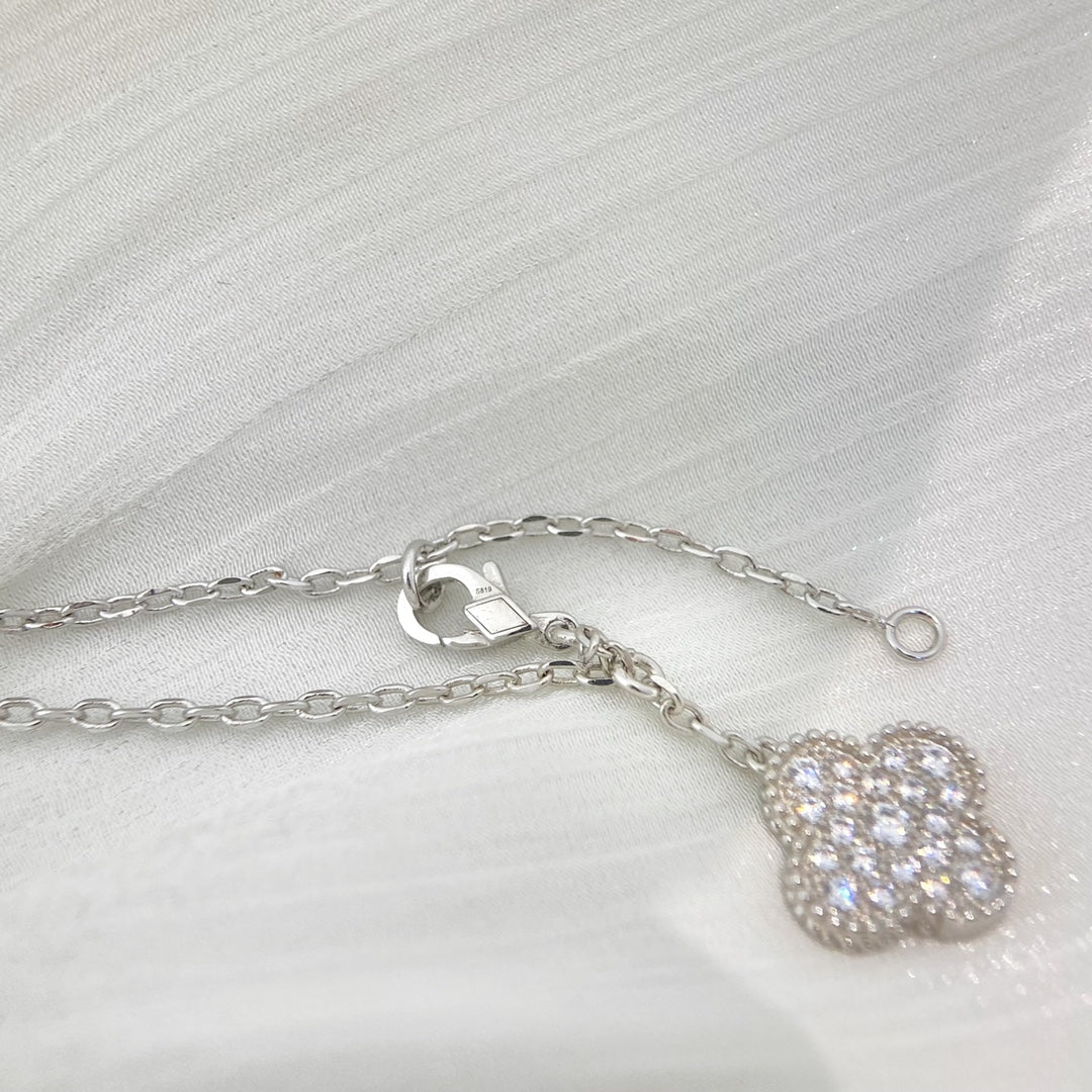 [Spark]CLOVER 5 MOTIFS SILVER DIAMONDS NECKLACE