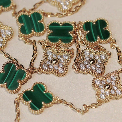 [Spark]CLOVER 20 MOTIFS MALACHITE DIAMOND NECKLACE