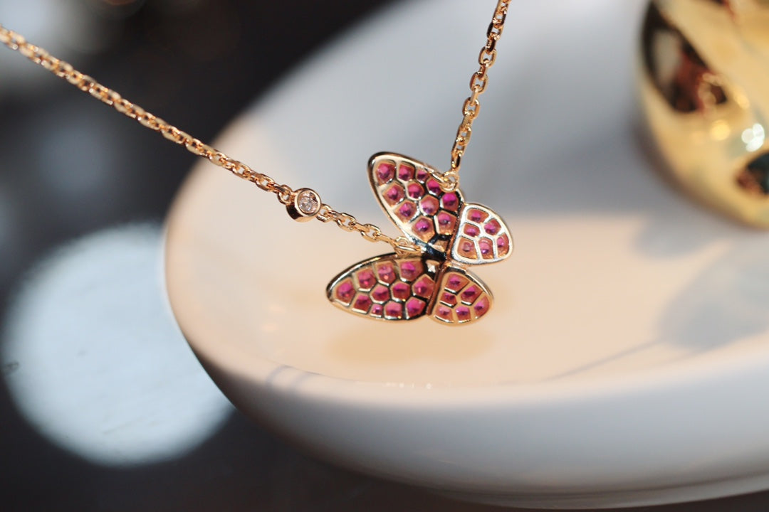 [Spark]BUTTERFLY RED DIAMOND Spark GOLD NECKLACE