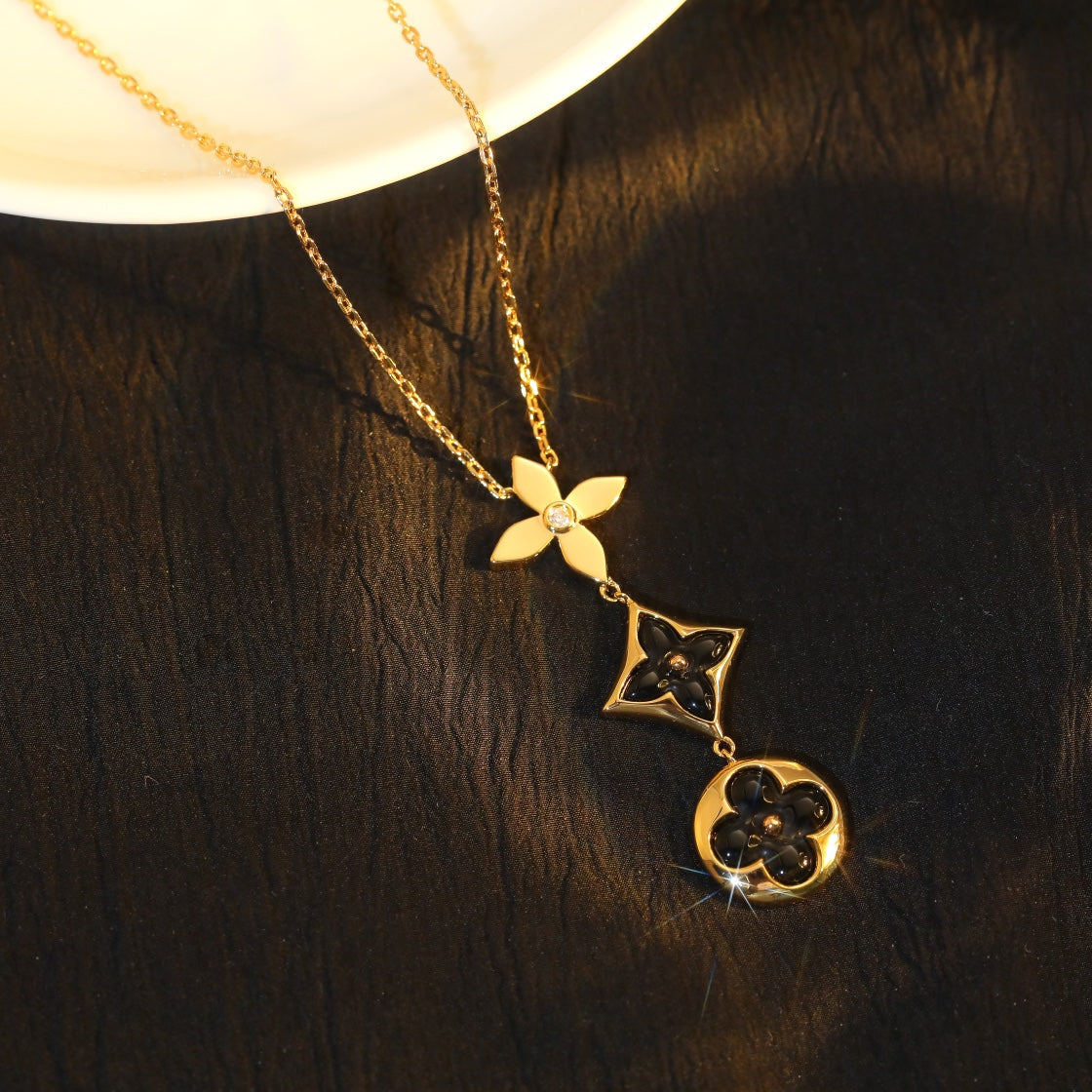 [Spark]STAR AND SUN ONYX PINK GOLD NECKLACE