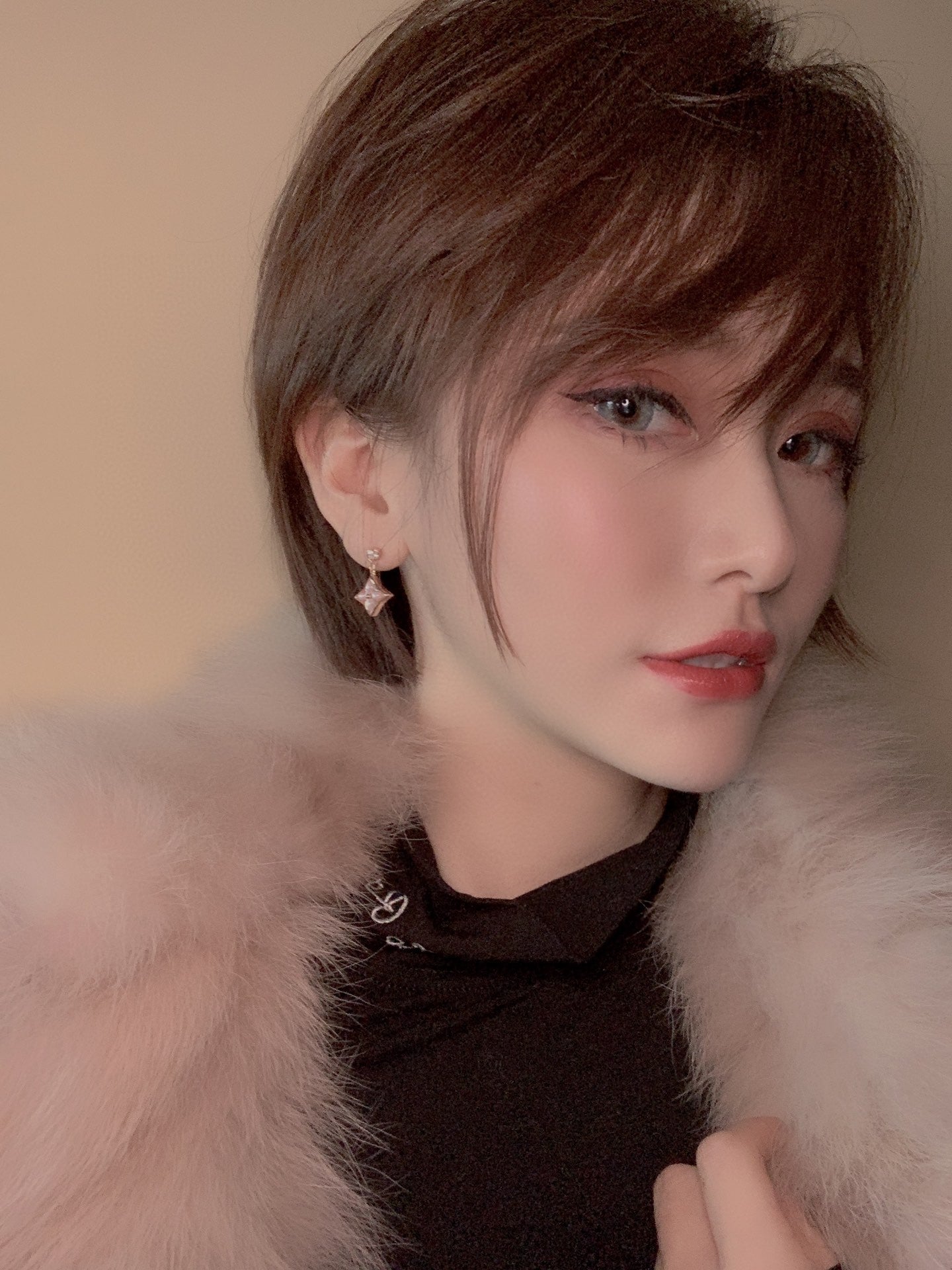 [Spark]DOUBLE STAR PINK GOLD MOP DROP EARRINGS