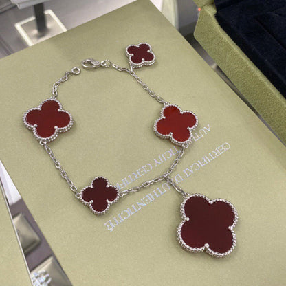 [Spark]CLOVER 5 MOTIFS SIVLER CARNELIAN BRACELET