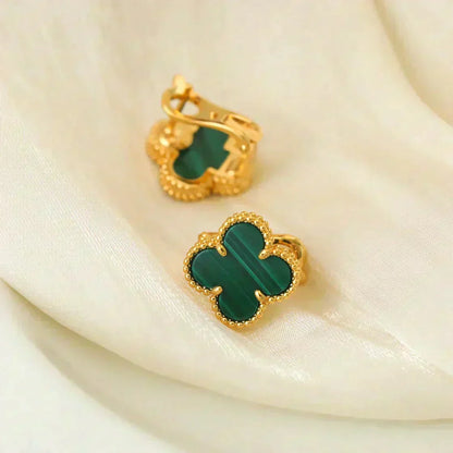 [Spark]CLOVER MEDIUM 1 MOTIFS MALACHITE  EARRINGS