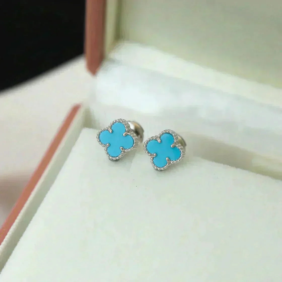 [Spark]CLOVER MINI 9.5MM ONYX STUD EARRINGS SILVER