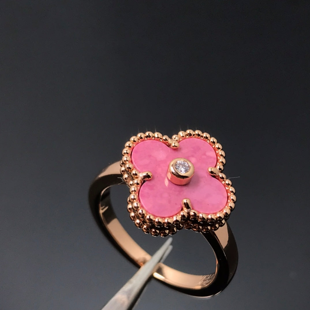 [Spark]CLOVER RHODONITE Spark GOLD RING