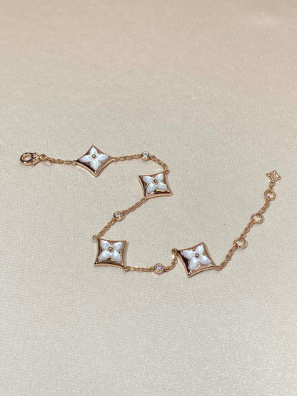 [Spark]STAR 4 MOTIF MOP DIAMOND PINK GOLD BRACELET