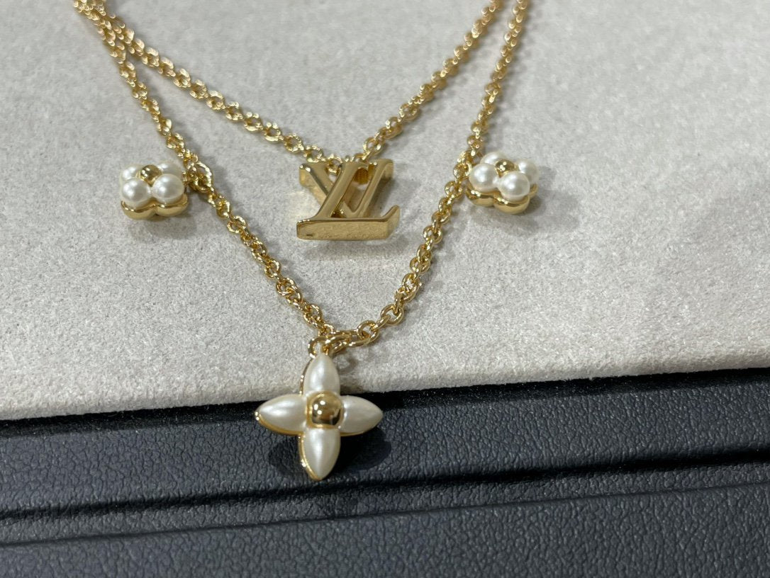 [Spark]FLOWERGRAM GOLD MOP DOUBLE ROW NECKLACE