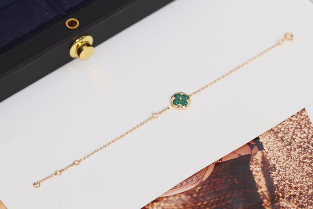 [Spark]STAR AND SUN 4 MOTIF PINK GOLD MALACHITE BRACELET