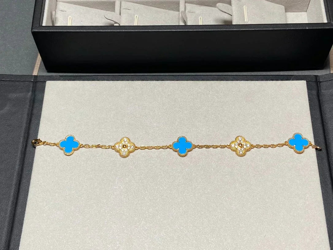 [Spark] CLOVER 5 MOTIF BLUE AGATE BRACELET COLLECTION