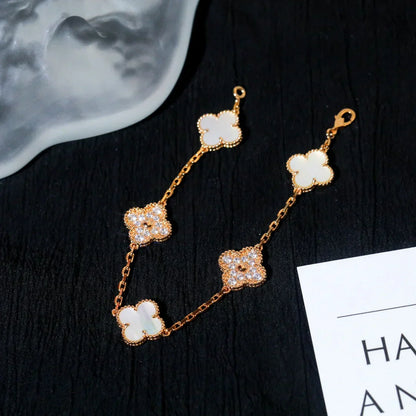 [Spark]CLOVER WHITE PEARL MOP 5 MOTIF BRACELET COLLECTION