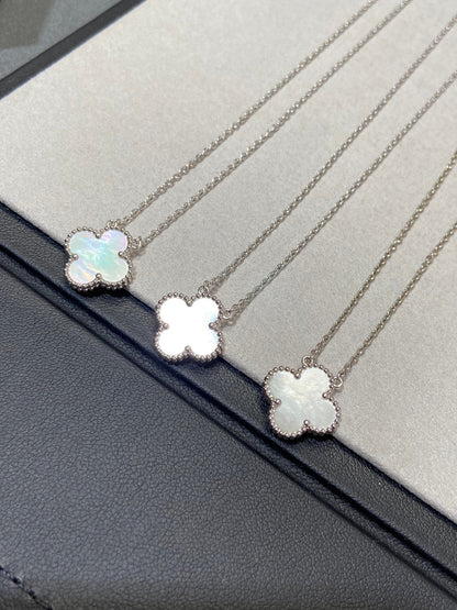 [Spark]CLOVER MEDIUM SILVER WHITE MOP NECKLACE