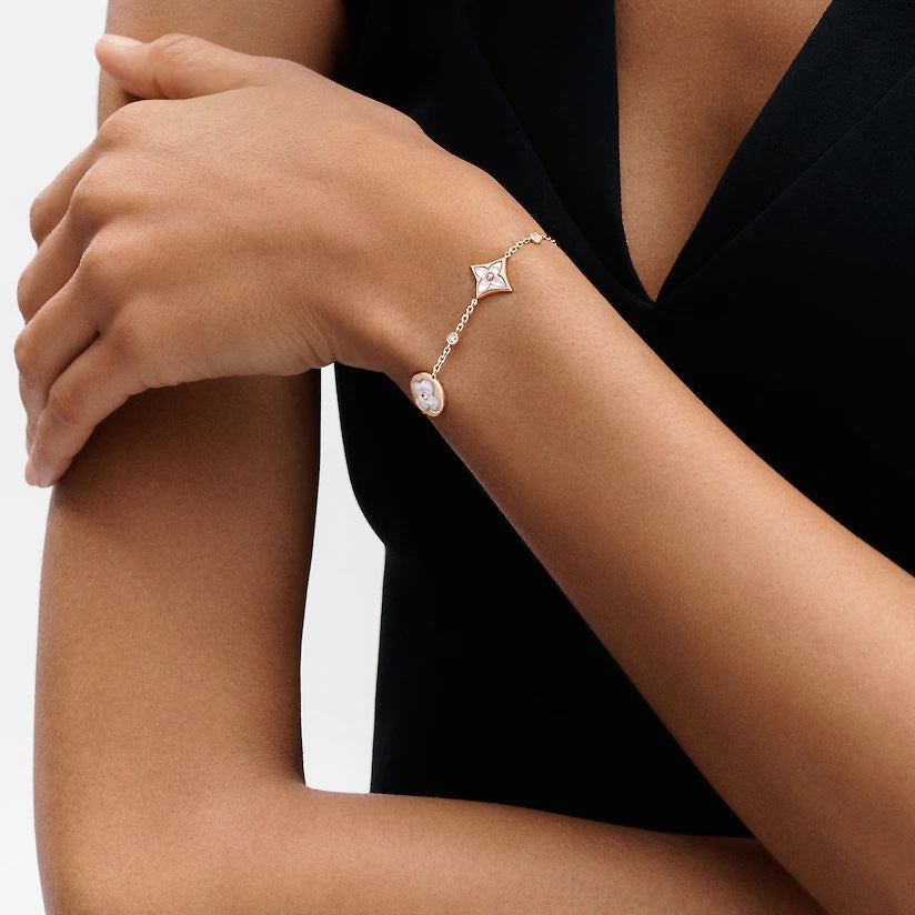 [Spark]STAR AND SUN 4 MOTIF WHITE MOP PINK GOLD BRACELET