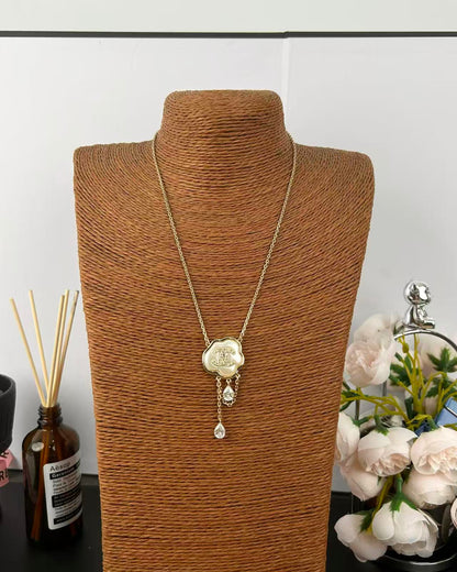 [Spark]Cloud Pearl Mother-of-Pearl Diamond Chain Pendant Necklace