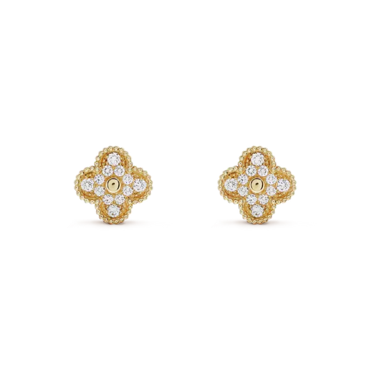 [Spark]CLOVER MEDIUM 1 MOTIFS FUll DIAMOND EARRINGS