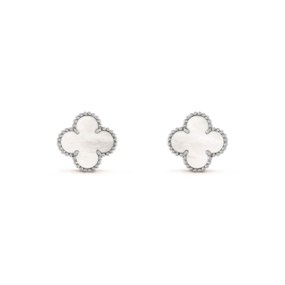 [Spark]CLOVER MEDIUM 1 MOTIFS  WHITE MOP EARRINGS SILVER
