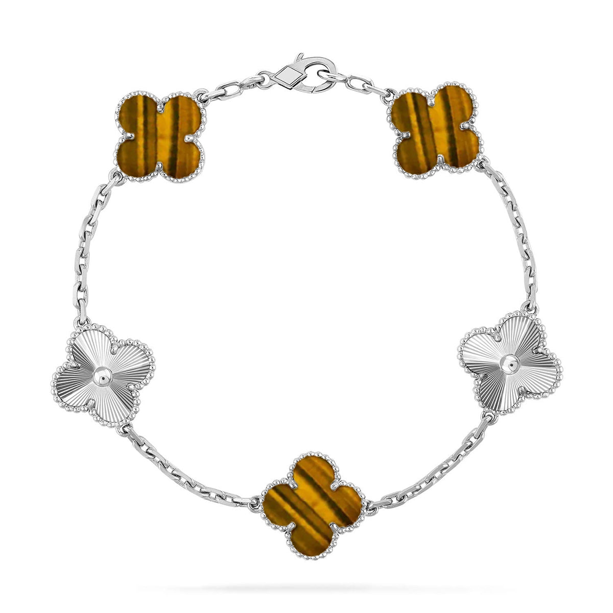[Spark] CLOVER 5 MOTIFS TIGER EYE BRACELET COLLECTION