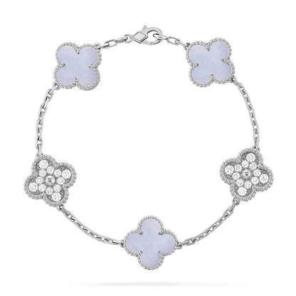 [Spark] CLOVER 5 MOTIF PURPLE CHALCEDONY BRACELET COLLECTION