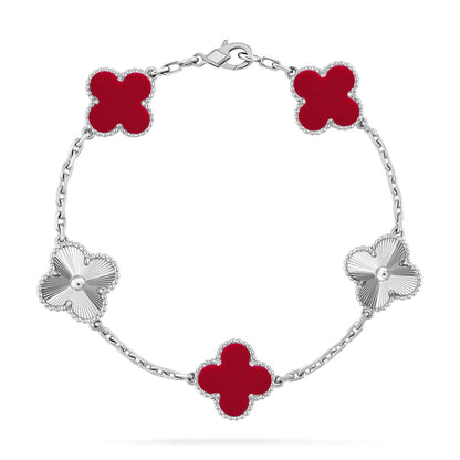 [Spark] CLOVER 5 MOTIF RED CORNELIAN BRACELET COLLECTION
