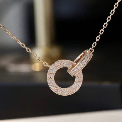 [Spark]LOVE 7.6MM NECKLACE Spark GOLD AND SILVER  FULL DIAMOND