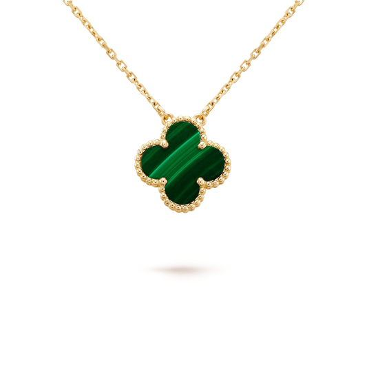 [Spark]CLOVER 15MM MALACHITE SINGLE FLOWER  NECKLACE