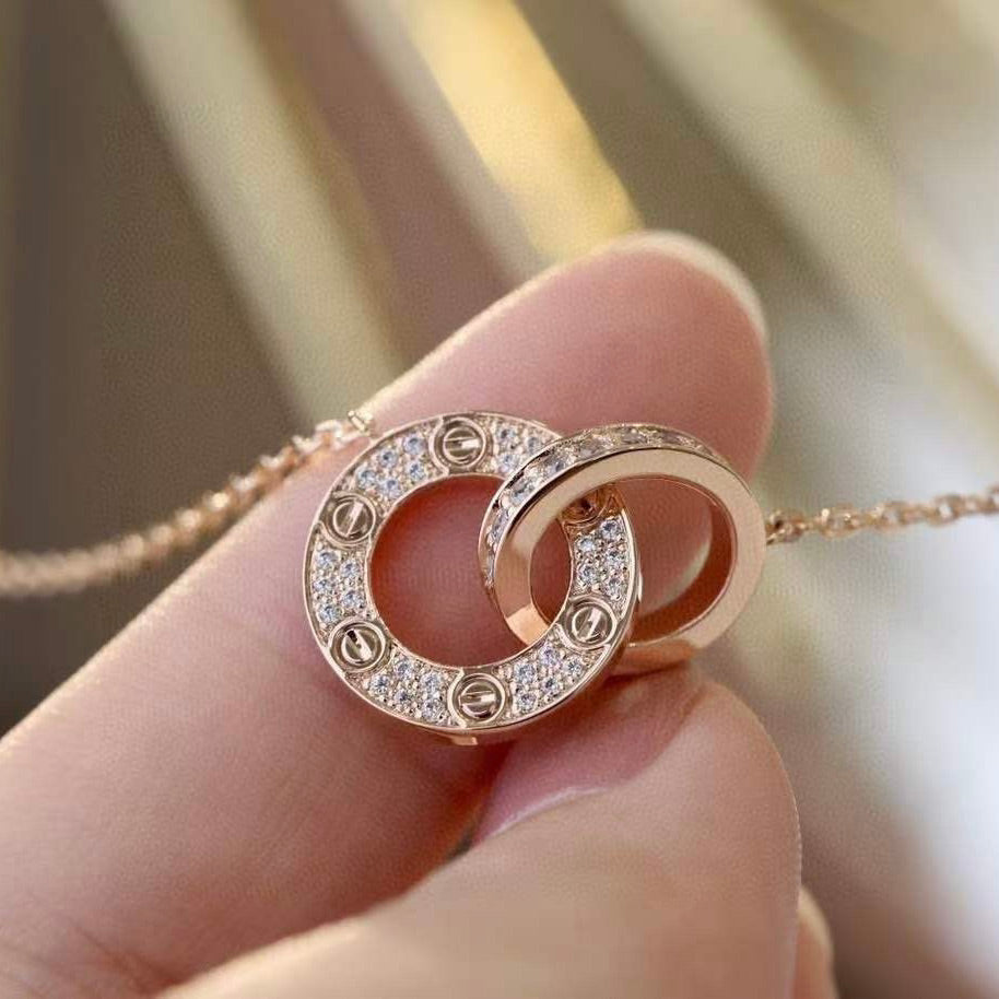 [Spark]LOVE 7.6MM NECKLACE Spark GOLD AND SILVER  FULL DIAMOND
