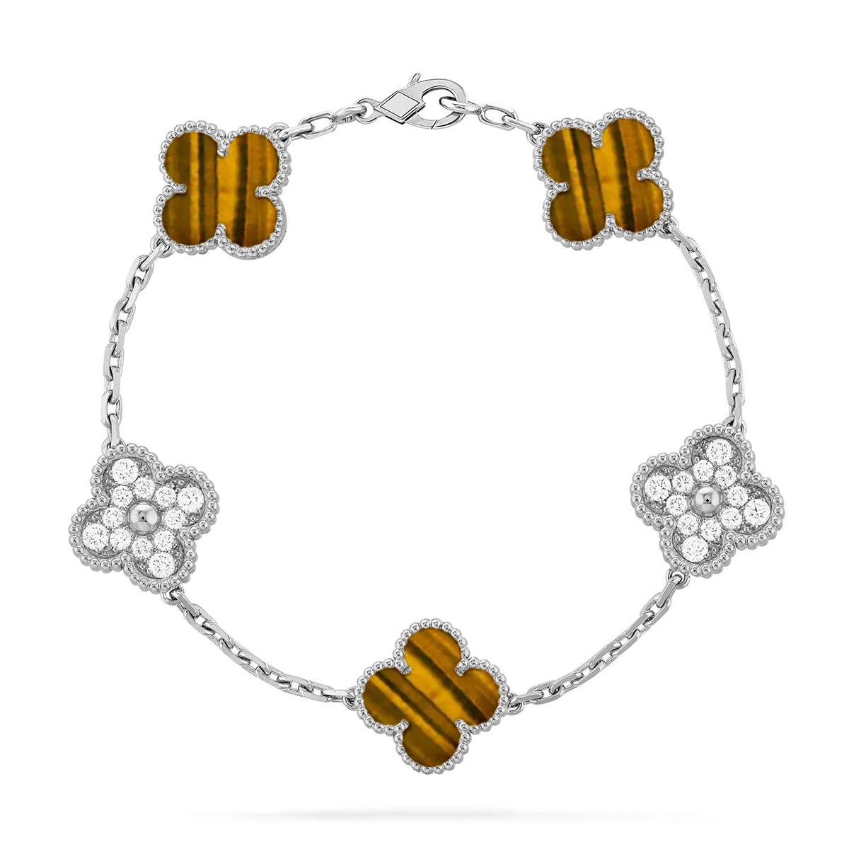 [Spark] CLOVER 5 MOTIFS TIGER EYE BRACELET COLLECTION