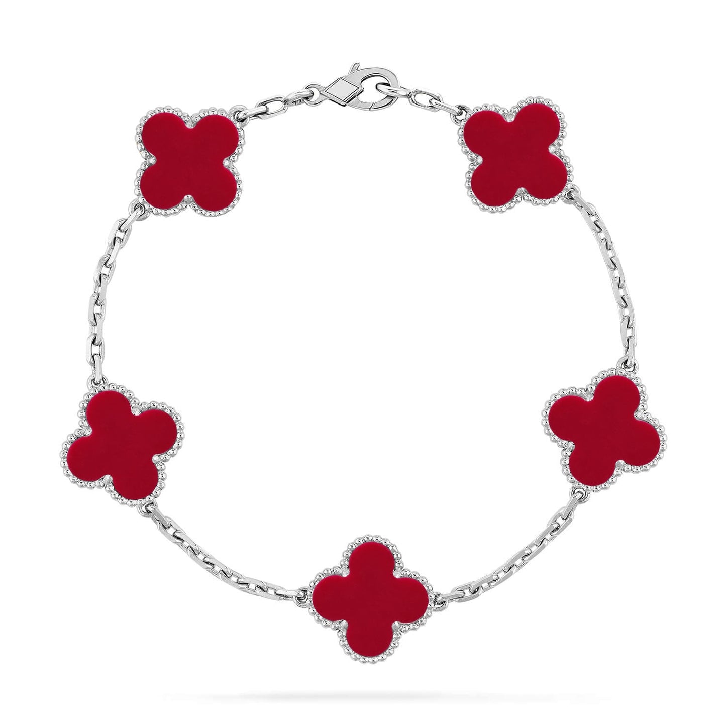 [Spark] CLOVER 5 MOTIF RED CORNELIAN BRACELET COLLECTION