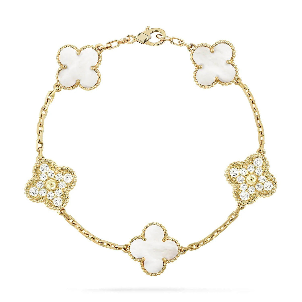 [Spark]CLOVER WHITE PEARL MOP 5 MOTIF BRACELET COLLECTION