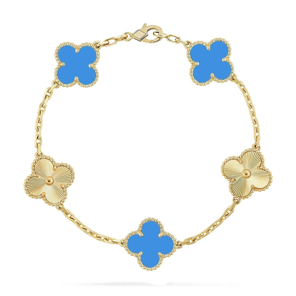 [Spark] CLOVER 5 MOTIF BLUE AGATE BRACELET COLLECTION