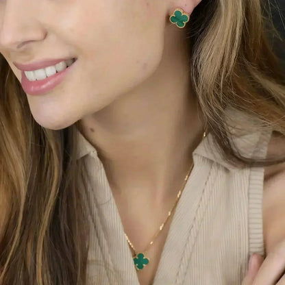 [Spark]CLOVER MINI 9.5MM MALACHITE  EARRINGS