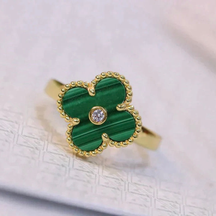 [Spark]CLOVER MALACHITE RING GOLD DIAMOND