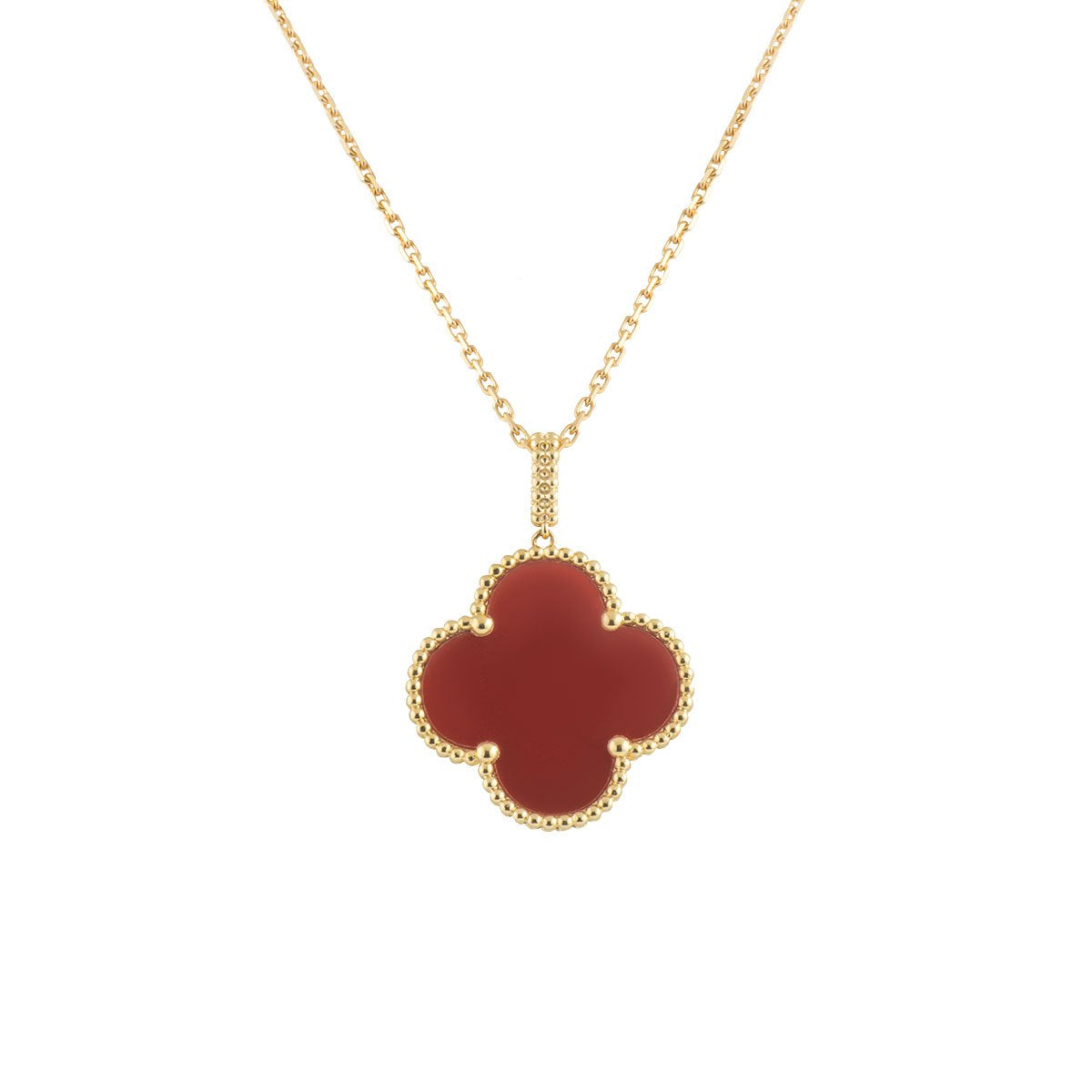 [Spark]CLOVER 25MM NECKLACE GOLD CARNELIAN