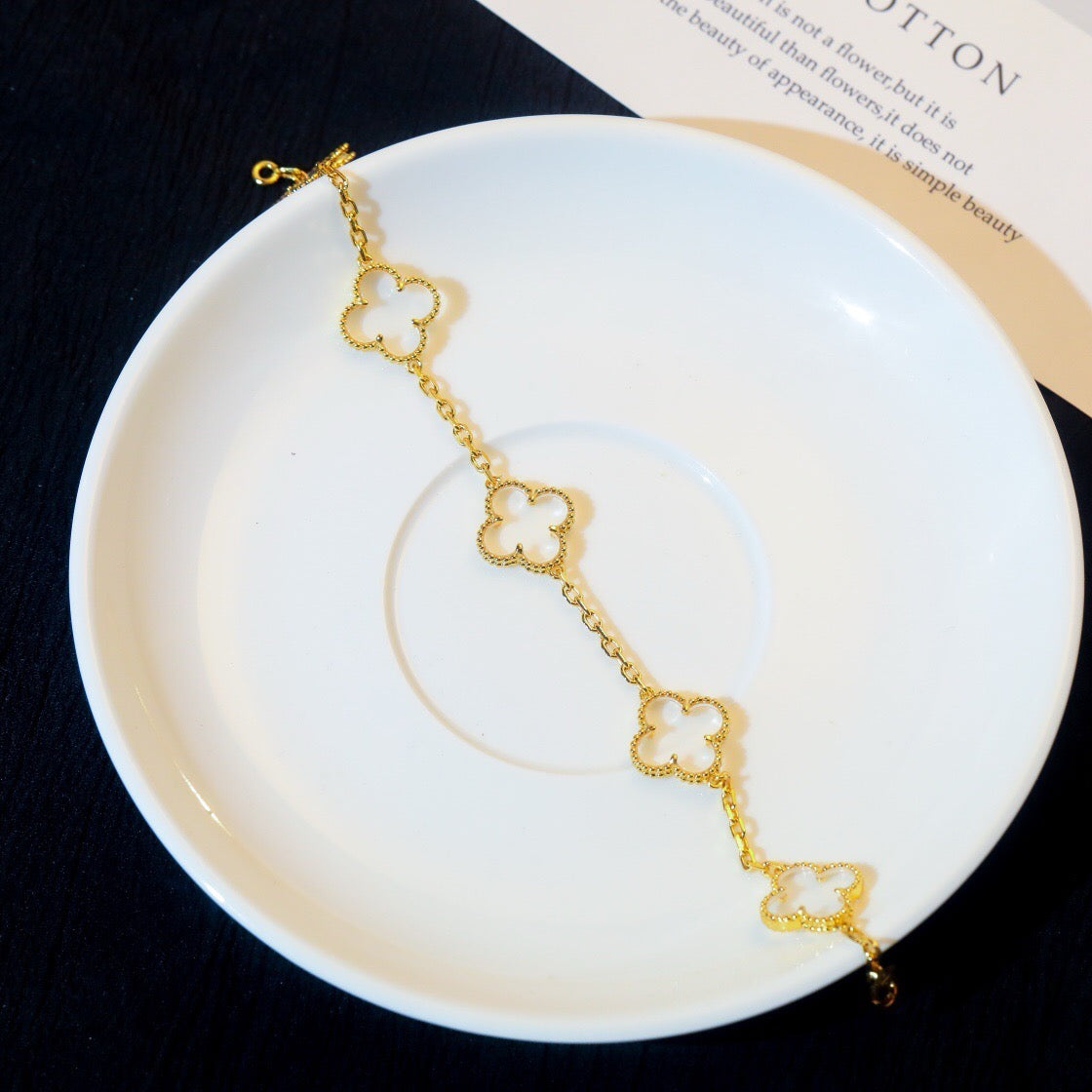 [Spark]CLOVER 5 MOTIF ROCK CRYSTAL BRACELET
