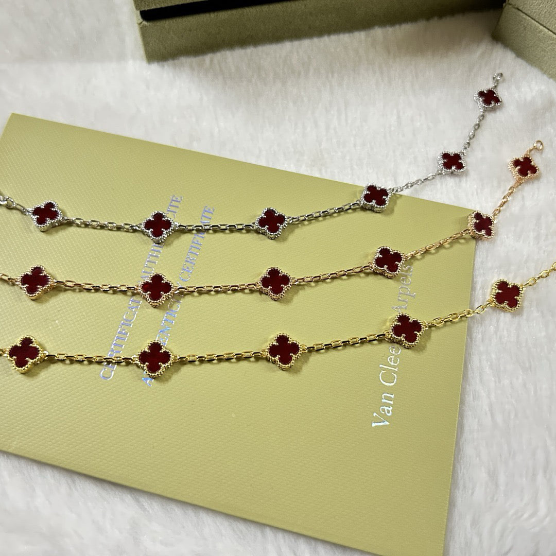 [Spark]CLOVER 6 MOTIF RED AGATE BRACELET-w