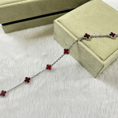 [Spark]CLOVER 6 MOTIF RED AGATE BRACELET-w